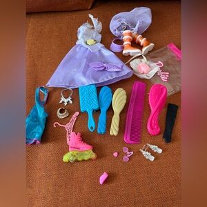 Barbie Purple Dress & Pink, Blue, Cream Styling Accessories Set